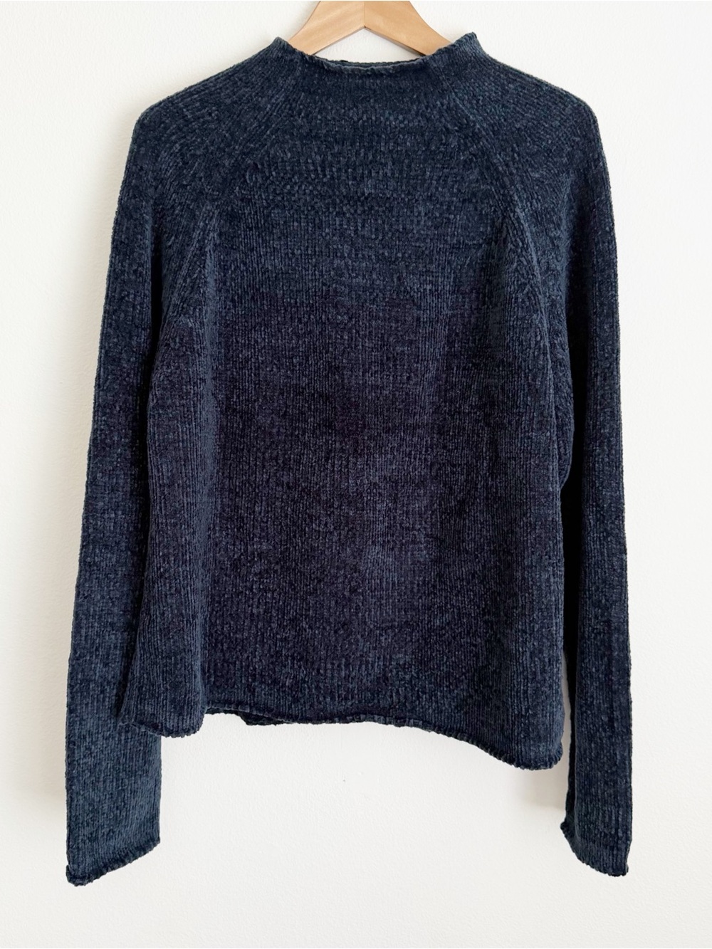 NWT Carolyn Taylor for By Design Luxury Blue Chenille Mock Neck Sweater Y2K L